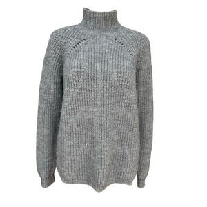 Gerard Darel Paris gray wool/alpaca blend turtleneck ribbed knit sweater sz 2/M